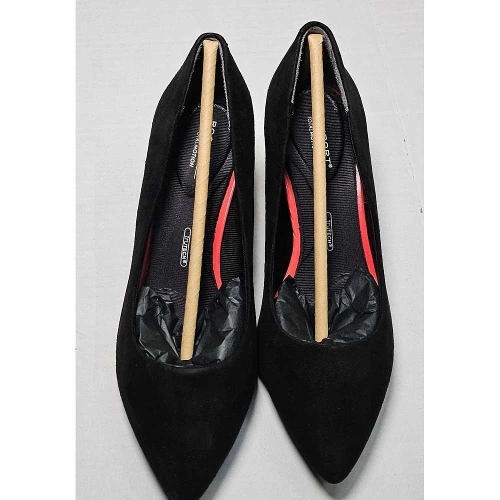 Rockport‎ Total Motion Kalila Pump H79559 Black Suede Pointed Toe Heels Women 6M